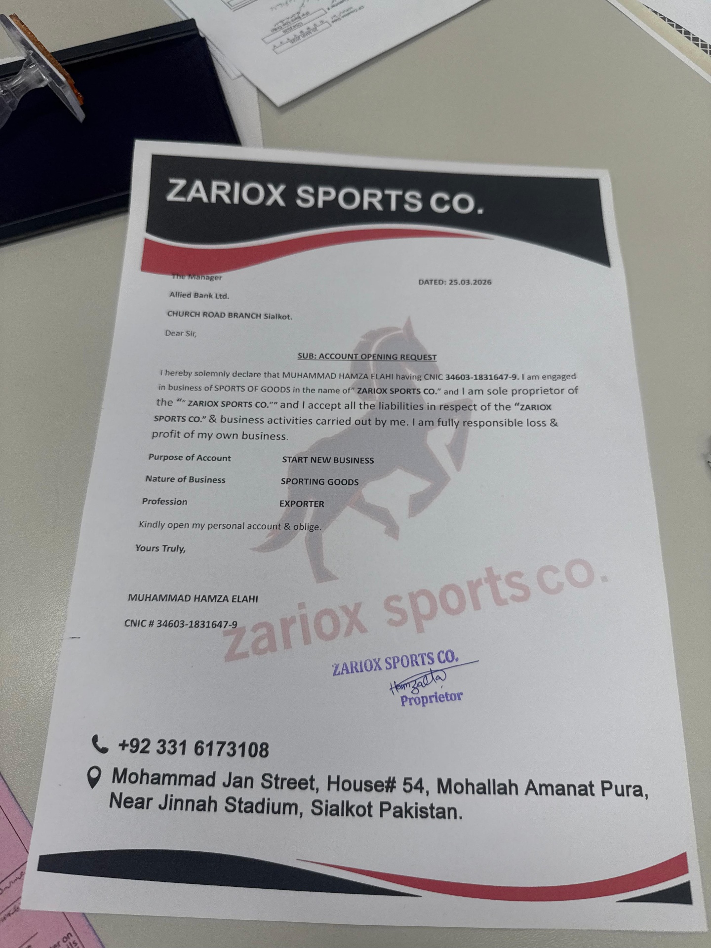 Company Letterhead